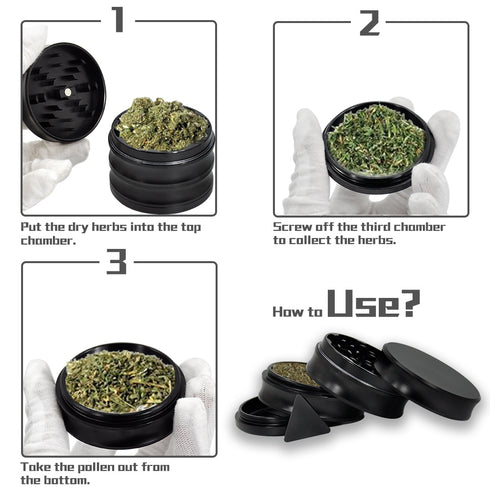 Gordon 4 Lay Aluminum Alloy Herb Grinder, Black 63 mm Smoker Grinder, Easy Clean Herb Grinders